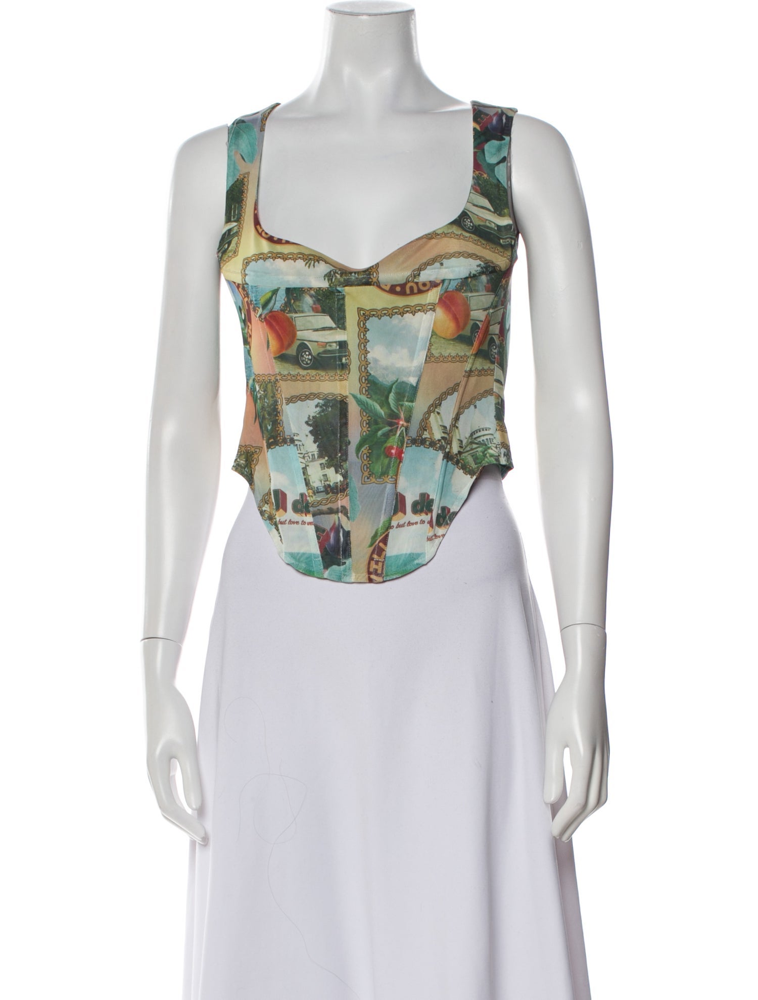Miaou Printed Square Neckline Crop Top w/ Tags