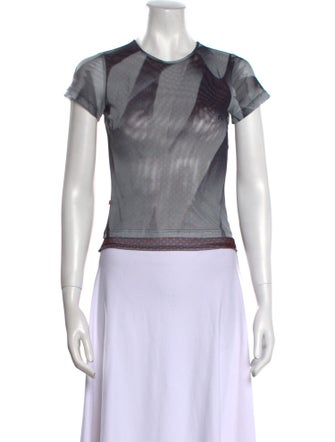 Miaou Printed Crew Neck Crop Top