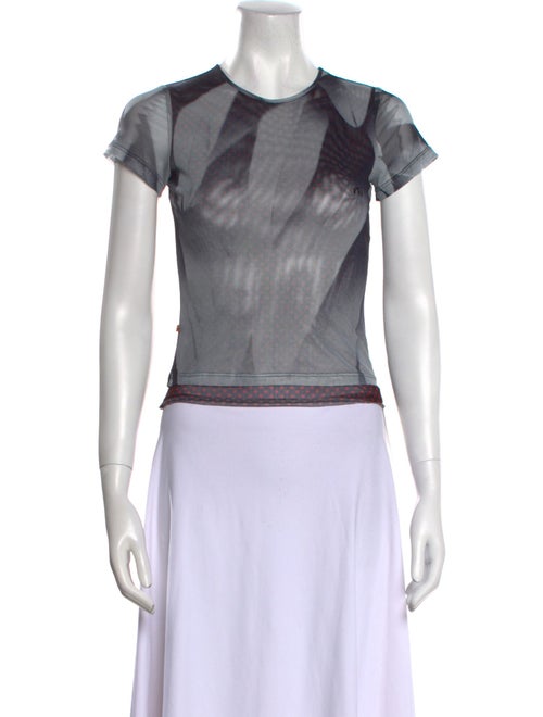 Miaou Printed Crew Neck Crop Top