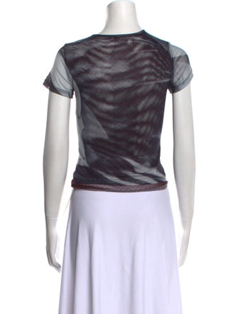 Miaou Printed Crew Neck Crop Top