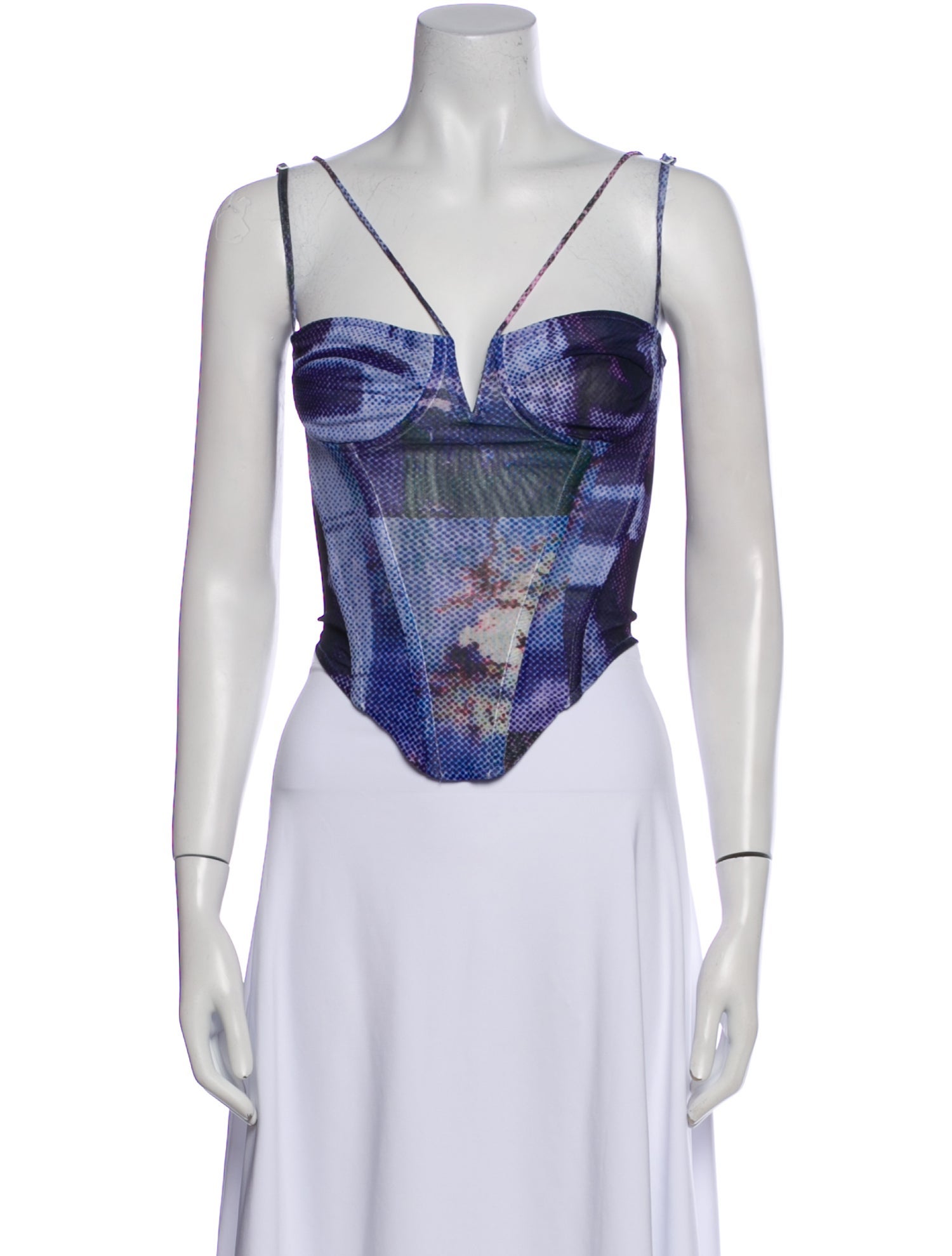 Miaou Printed V-Neck Crop Top