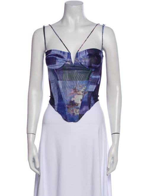 Miaou Printed V-Neck Crop Top