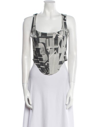 Miaou Printed Square Neckline Top