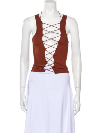 Miaou Square Neckline Sleeveless Crop Top