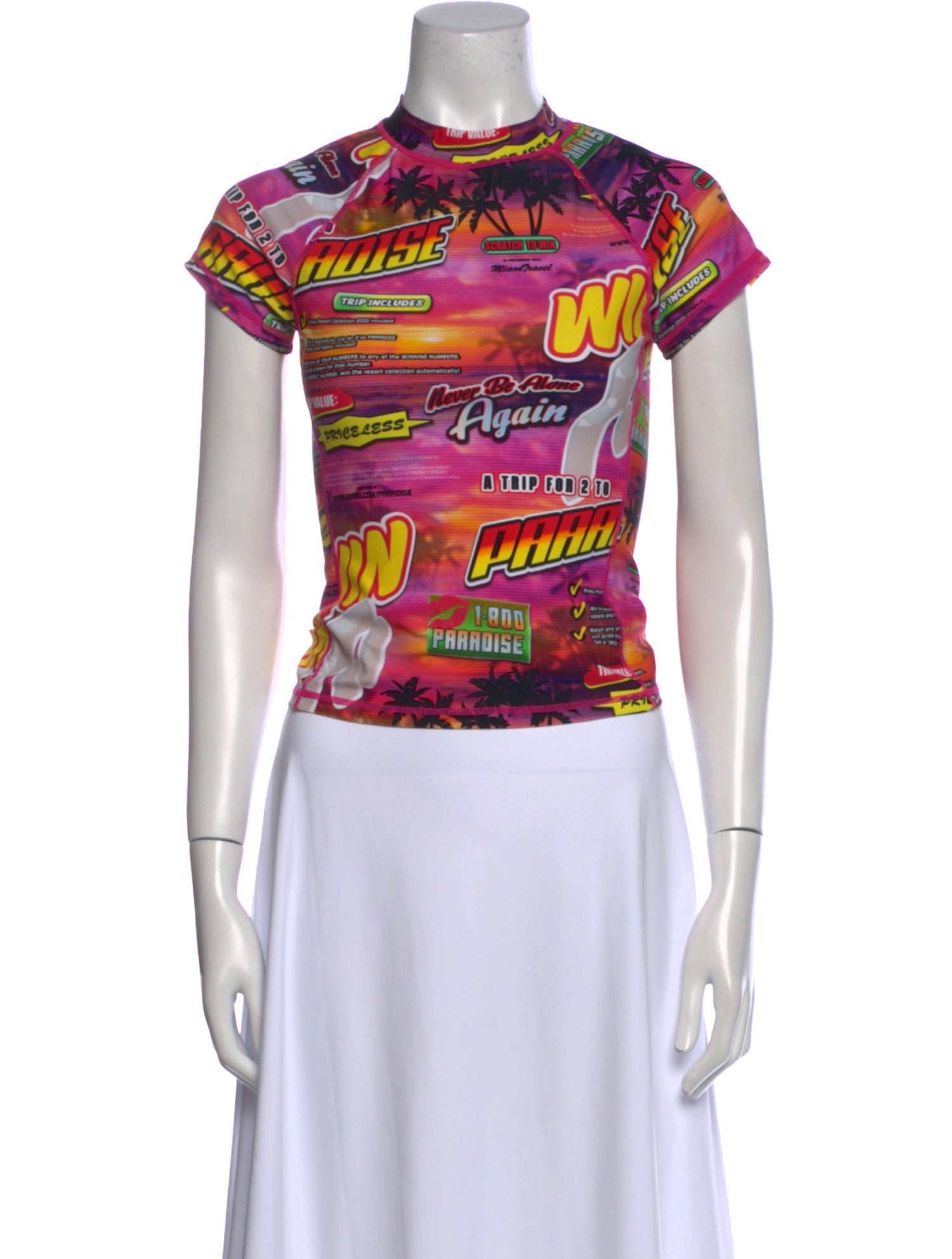 Miaou Printed Mock Neck T-Shirt
