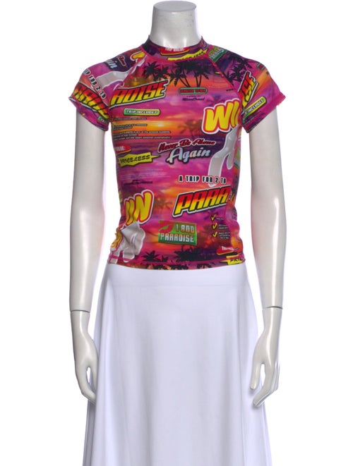 Miaou Printed Mock Neck T-Shirt
