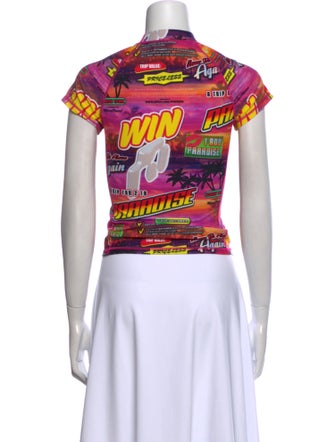 Miaou Printed Mock Neck T-Shirt