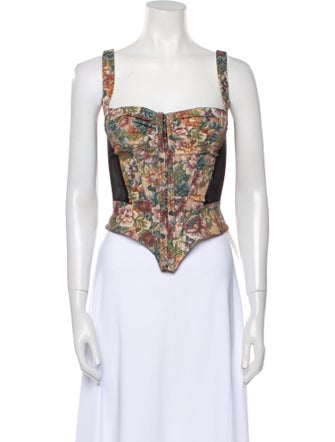 Miaou Paisley Print Square Neckline Crop Top