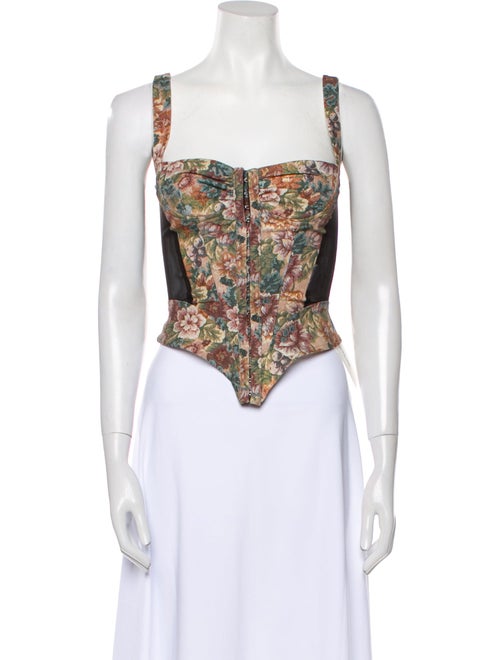 Miaou Paisley Print Square Neckline Crop Top