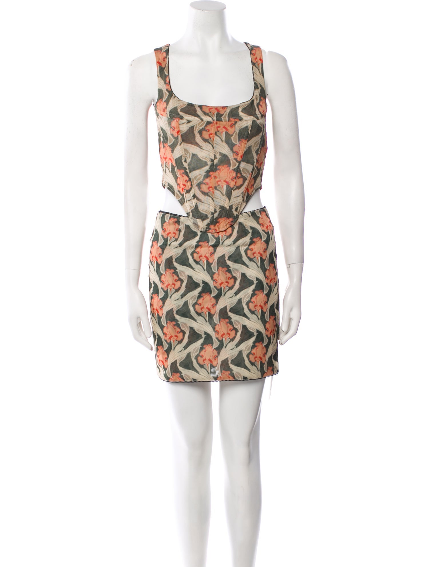 Miaou Floral Print Lace Trim Embellishment Skirt Set