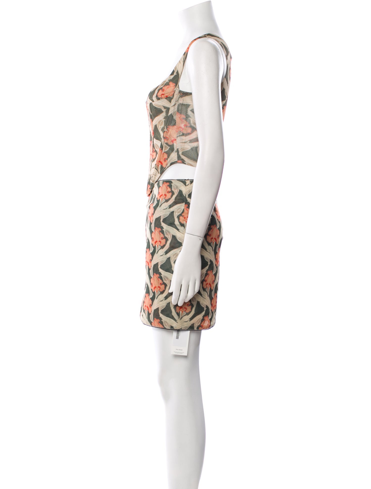 Miaou Floral Print Lace Trim Embellishment Skirt Set