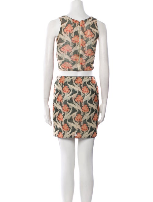 Miaou Floral Print Lace Trim Embellishment Skirt Set