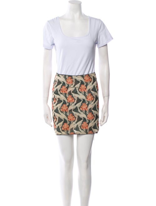 Miaou Floral Print Lace Trim Embellishment Skirt Set