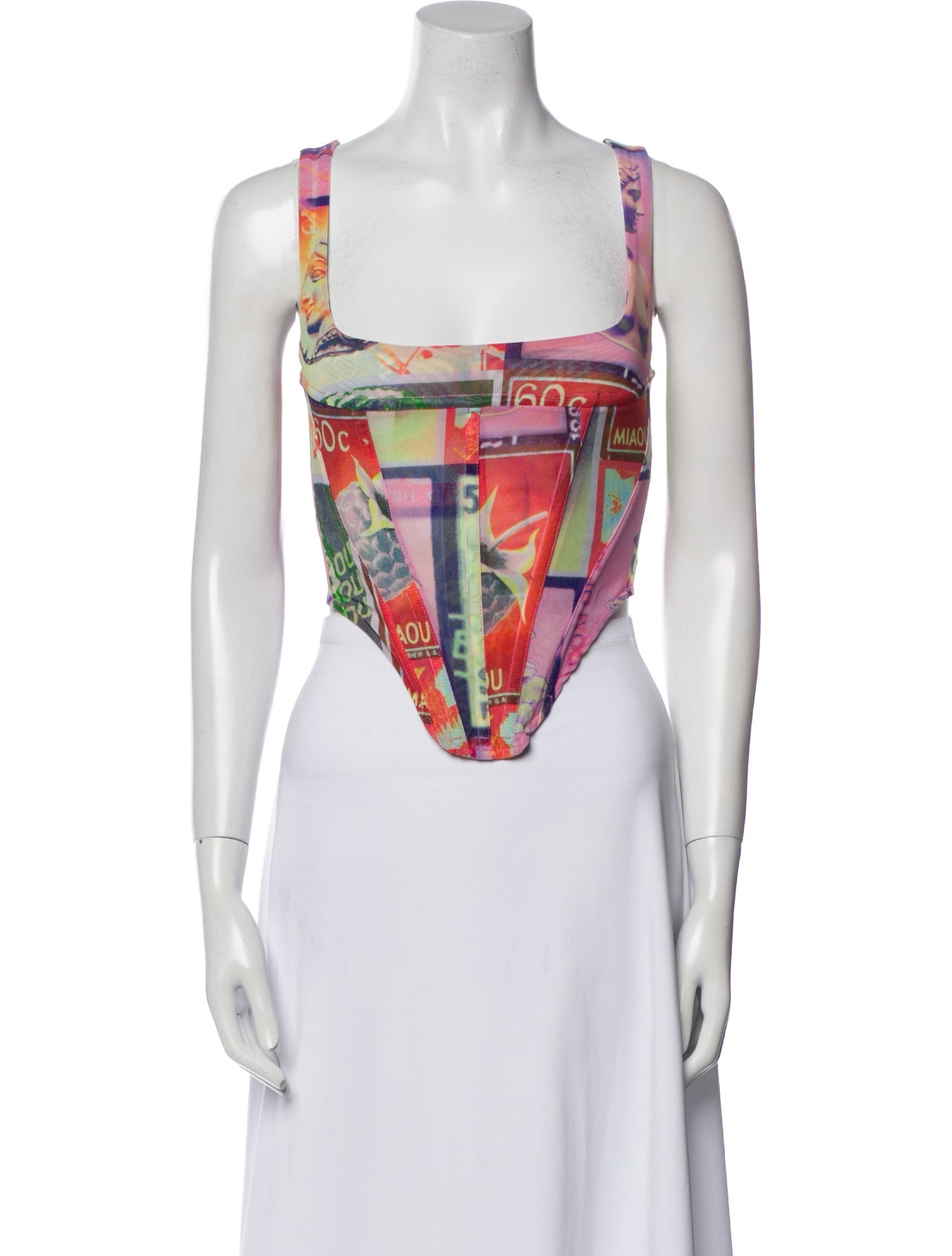 Miaou Printed Square Neckline Crop Top