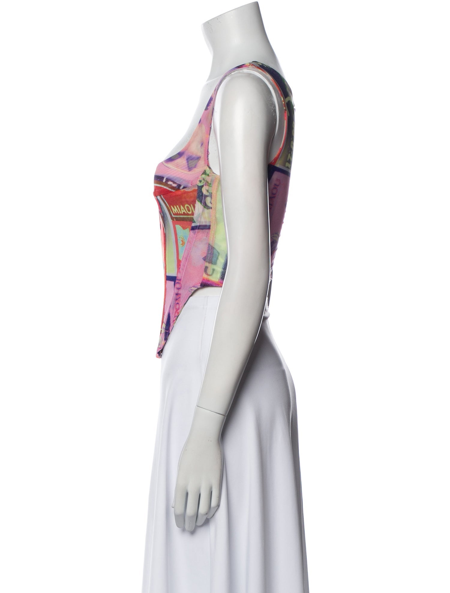 Miaou Printed Square Neckline Crop Top