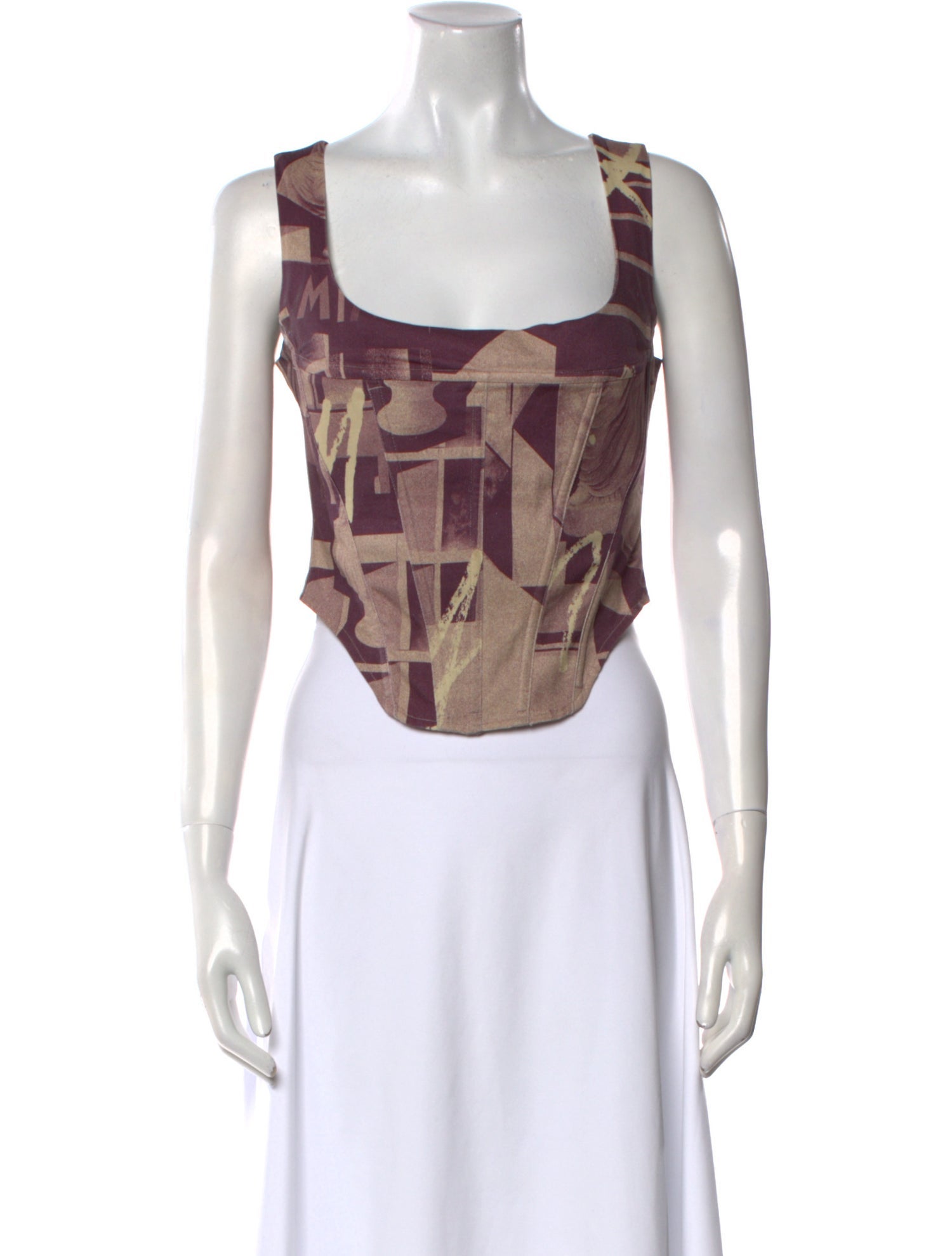 Miaou Printed Square Neckline Crop Top