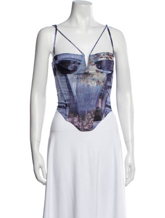 Miaou Printed V-Neck Crop Top