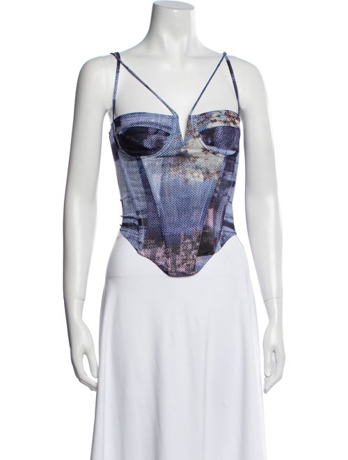 Miaou Printed V-Neck Crop Top