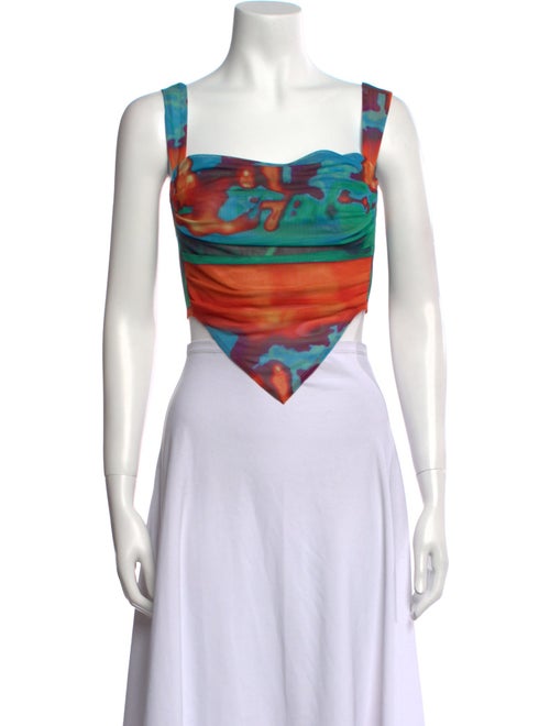 Miaou Printed Square Neckline Crop Top