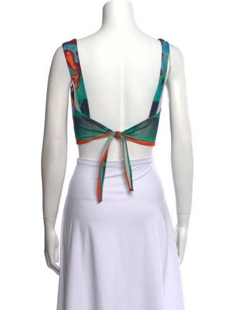 Miaou Printed Square Neckline Crop Top