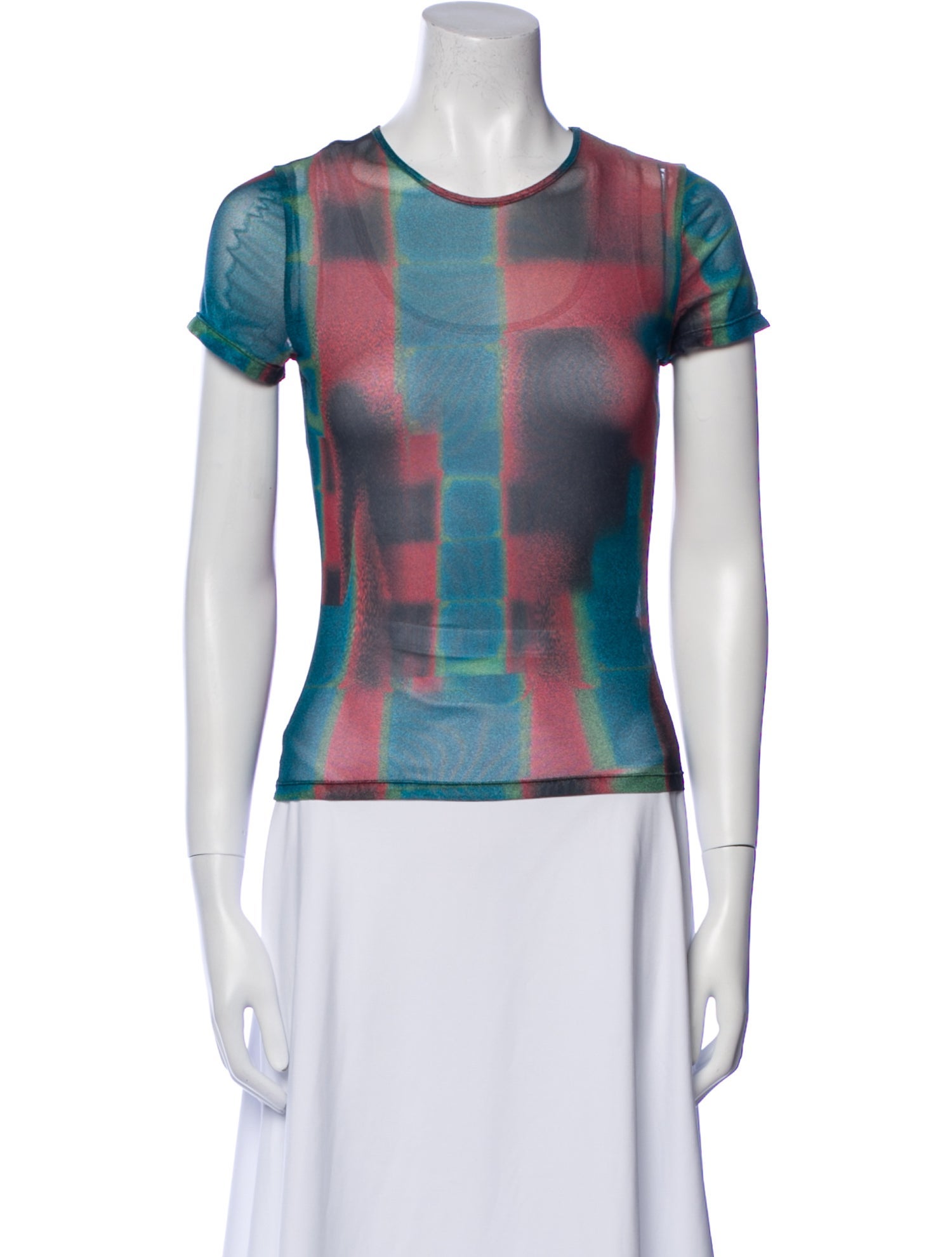 Miaou Plaid Print Crew Neck T-Shirt