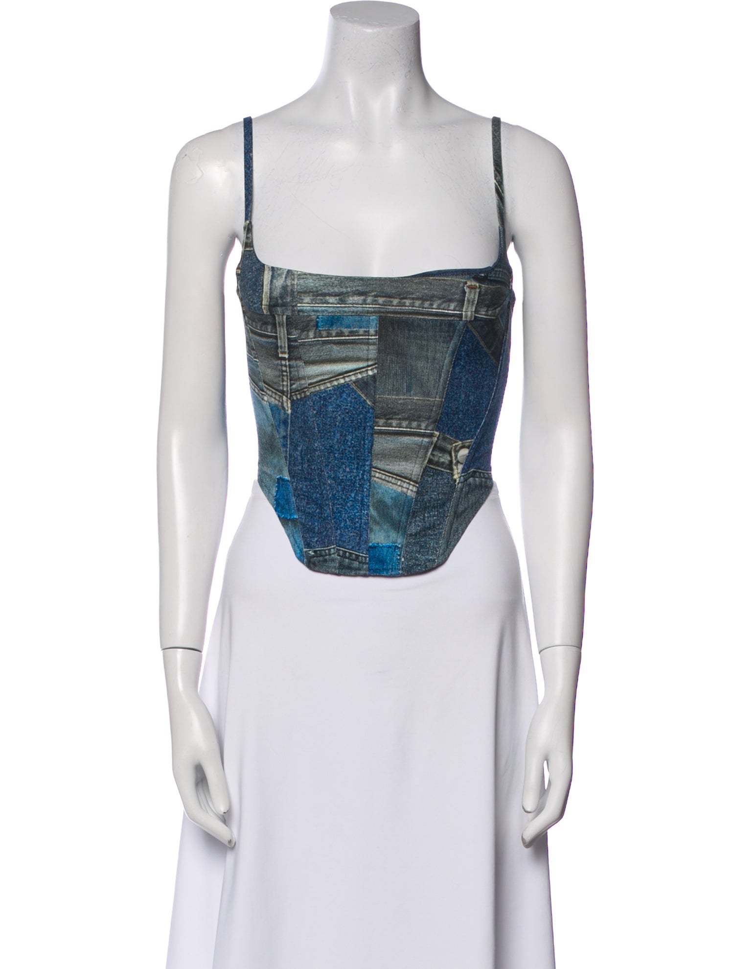 Miaou Printed Square Neckline Crop Top