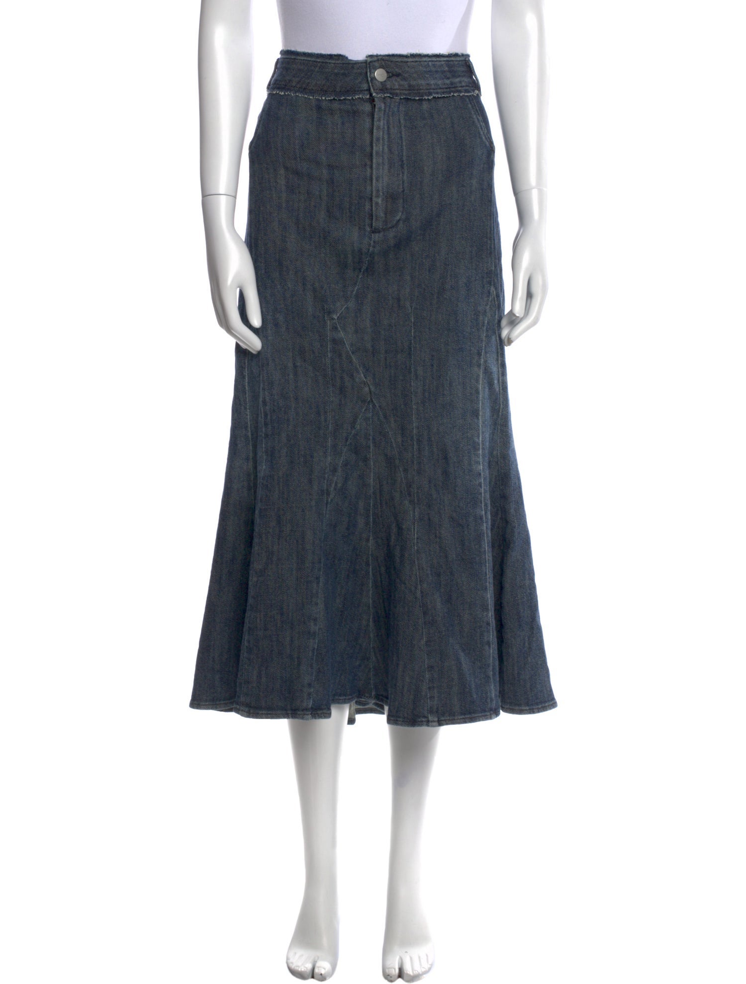 Miaou Raw-Edge Trim Midi Length Skirt