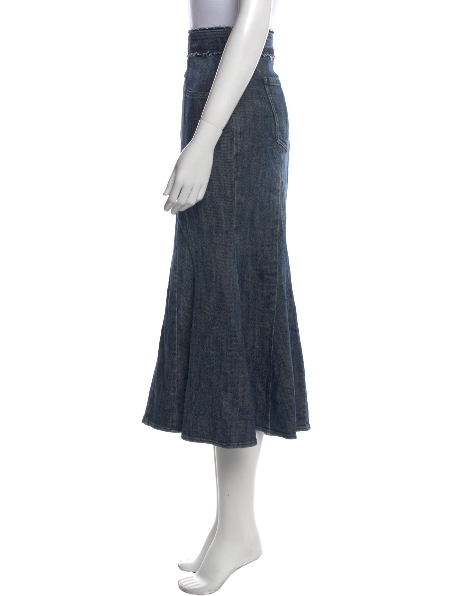 Miaou Raw-Edge Trim Midi Length Skirt