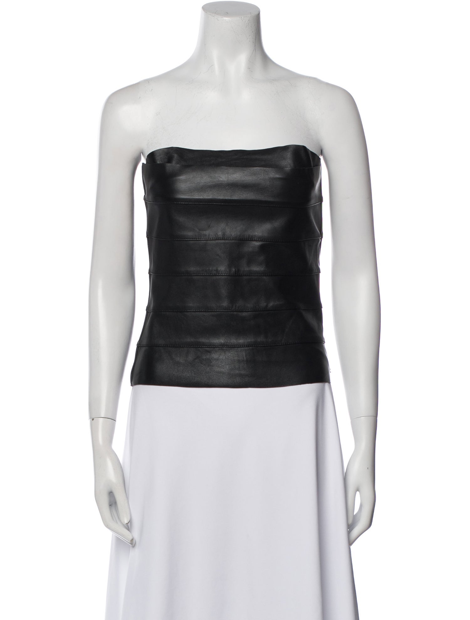Miaou Lamb Leather Strapless Crop Top