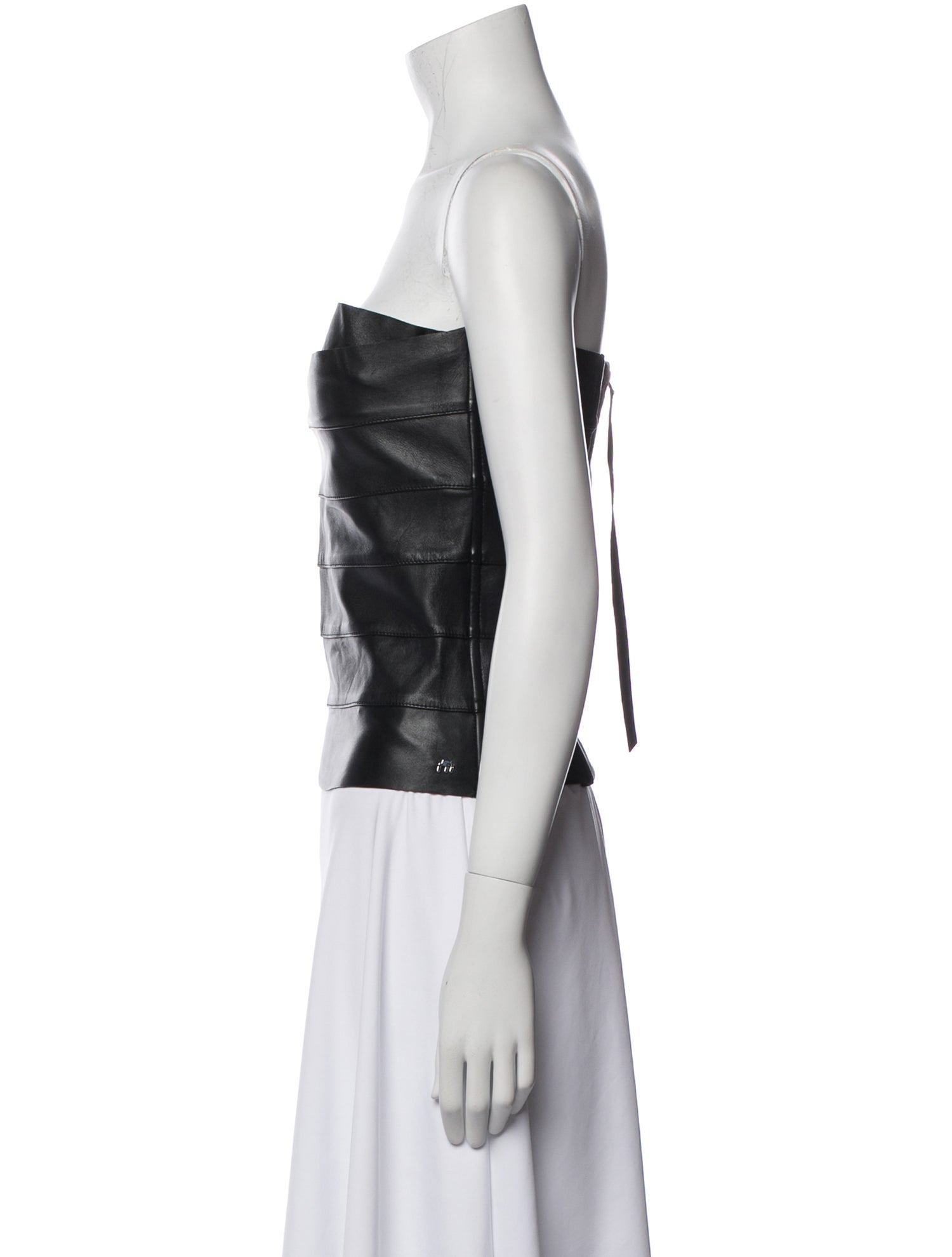 Miaou Lamb Leather Strapless Crop Top