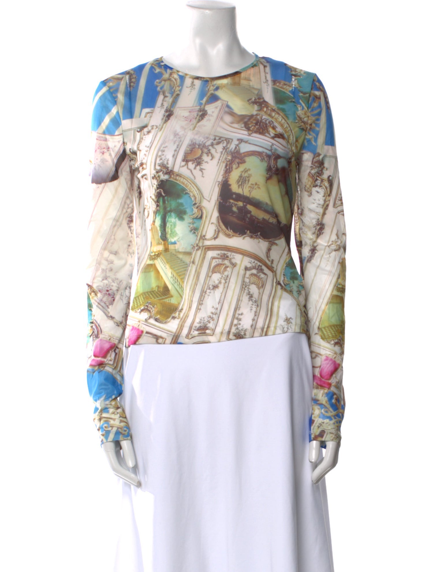 Miaou Printed Crew Neck Blouse