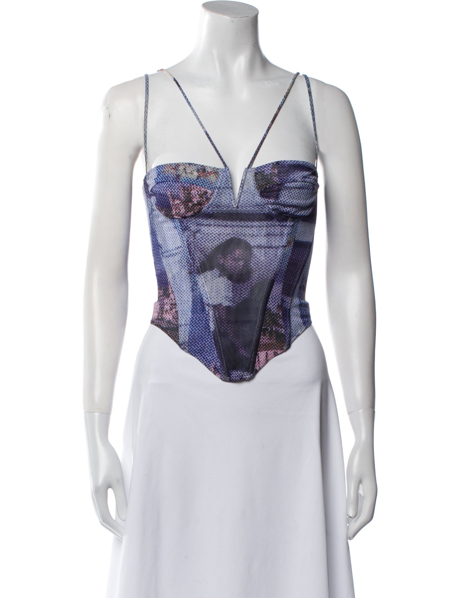 Miaou Printed V-Neck Crop Top