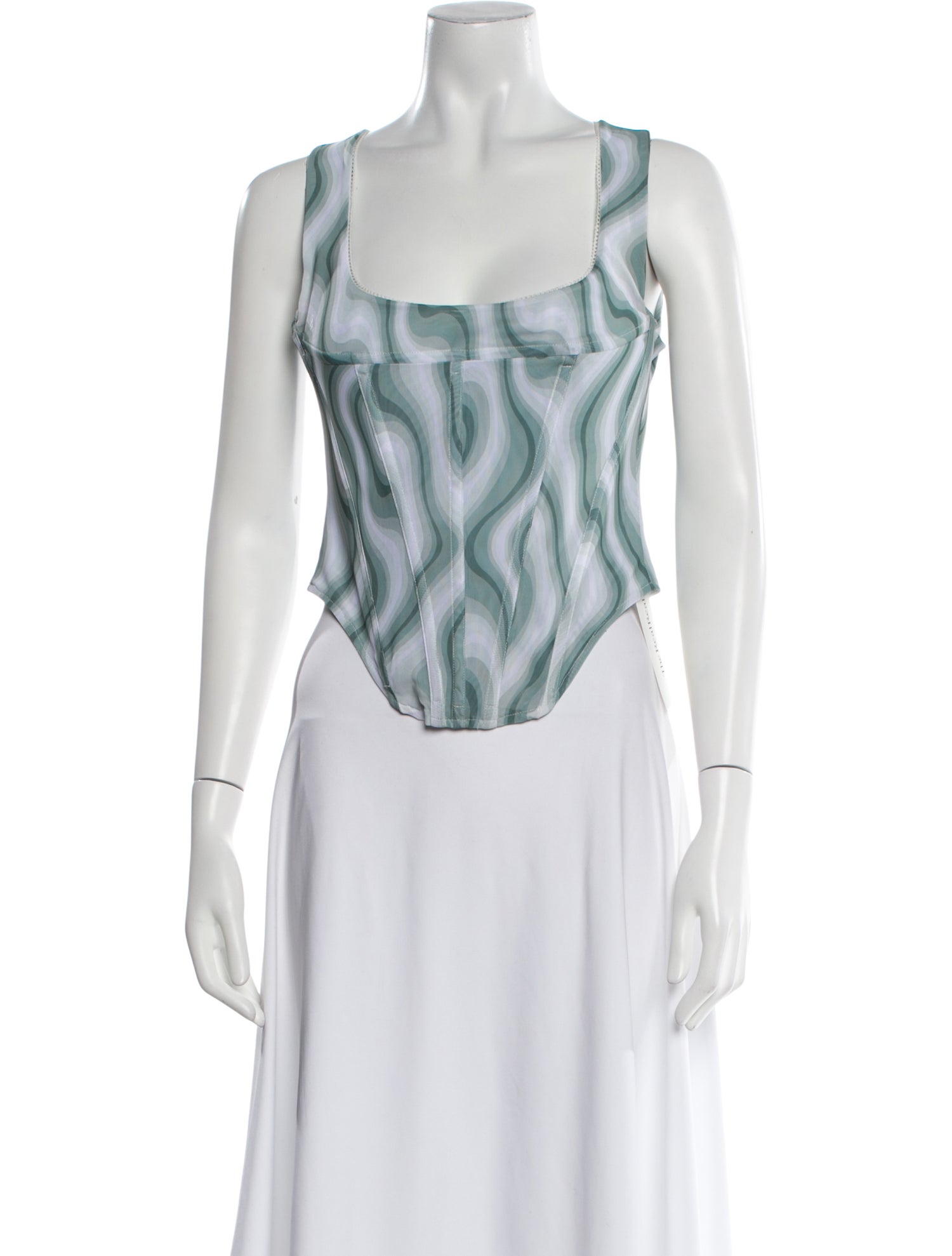 Miaou Printed Square Neckline Crop Top