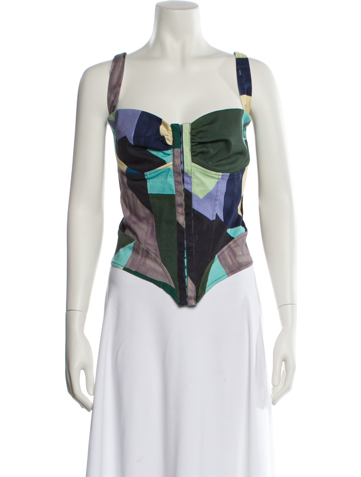 Miaou Printed Square Neckline Crop Top