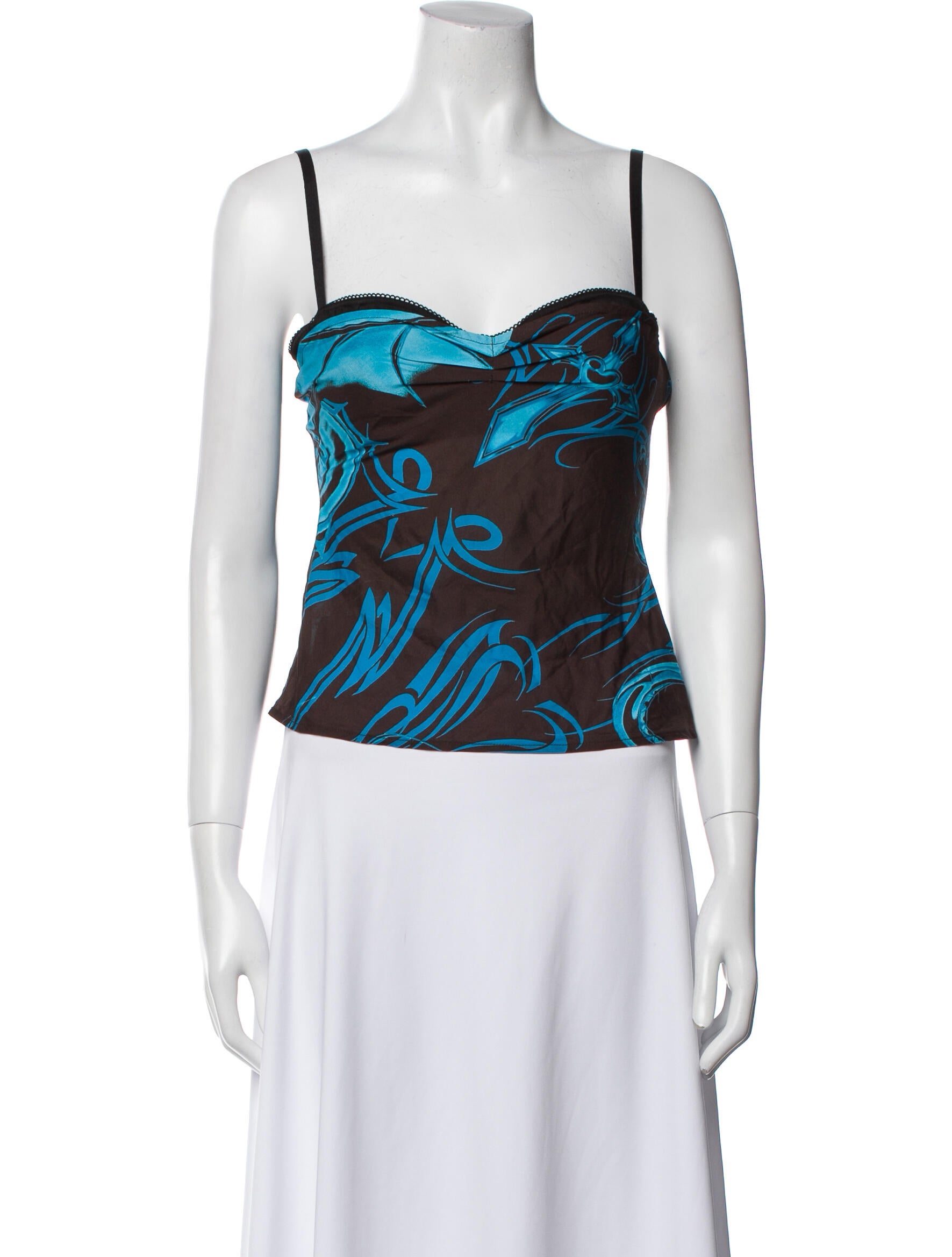 Miaou Printed Square Neckline Crop Top