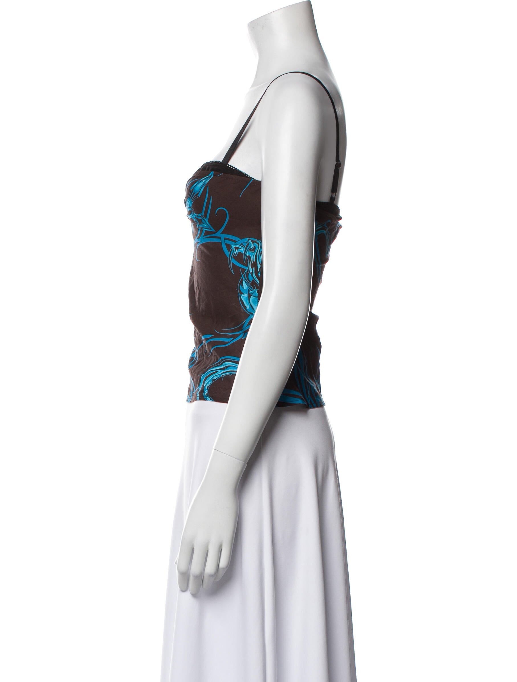 Miaou Printed Square Neckline Crop Top