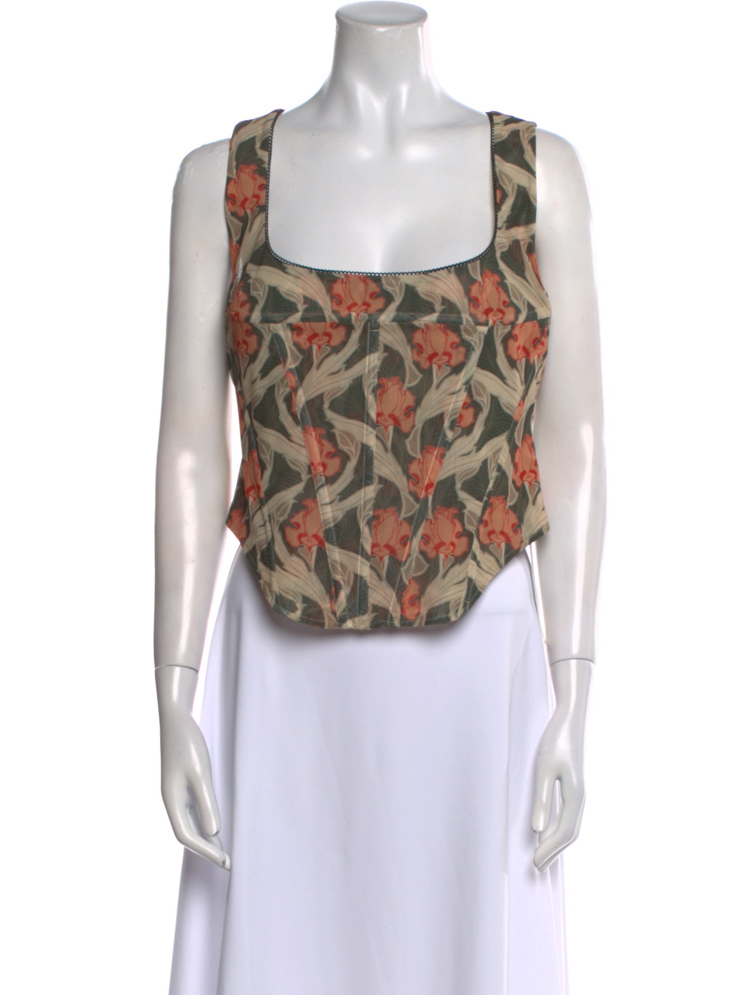 Miaou Printed Square Neckline Crop Top