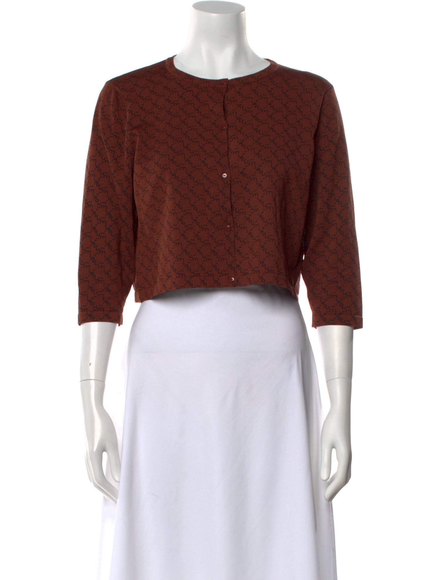 Miaou Crew Neck Three-Quarter Sleeve Crop Top