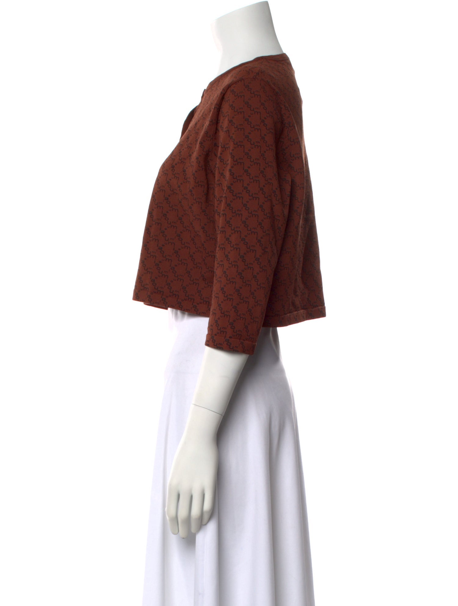 Miaou Crew Neck Three-Quarter Sleeve Crop Top