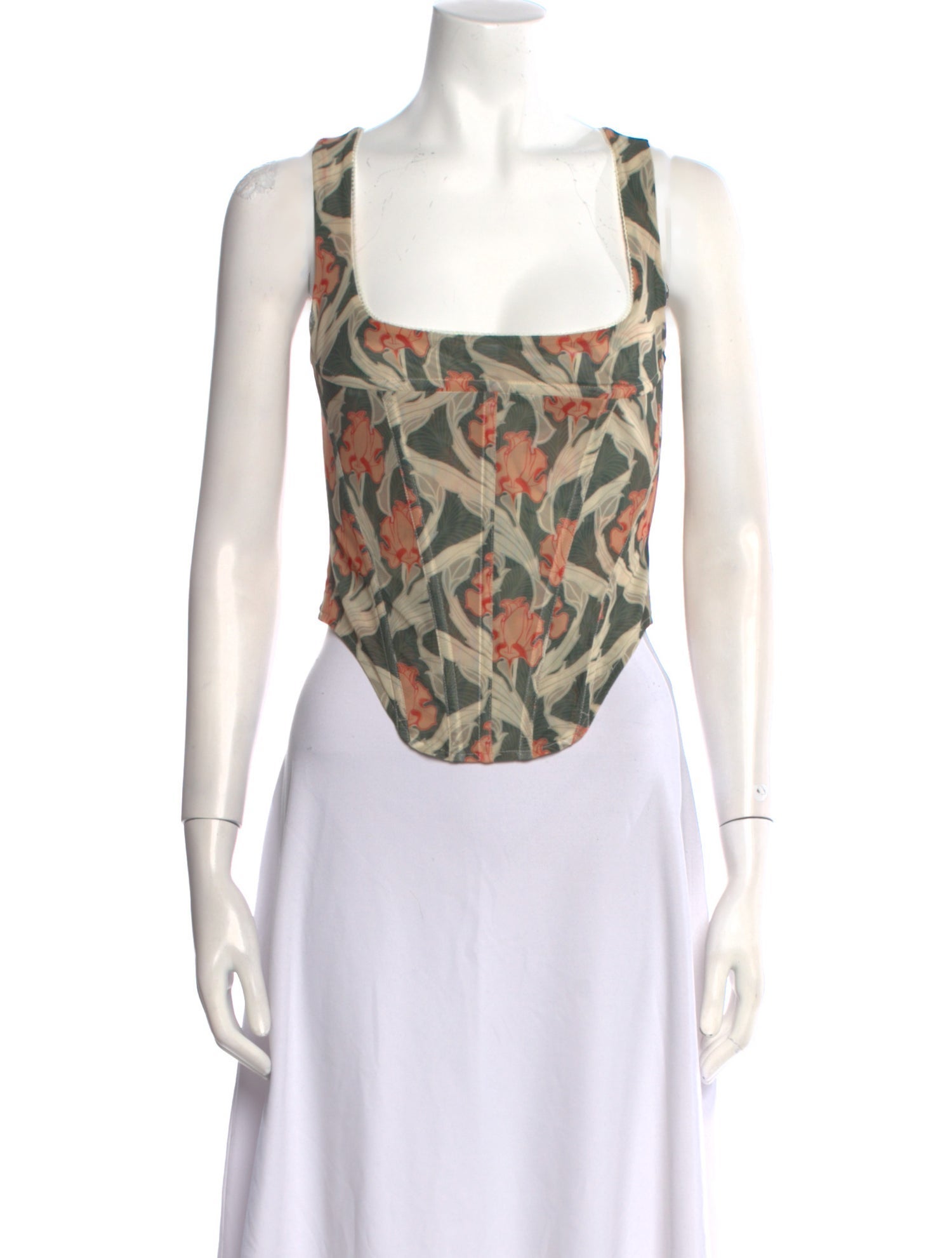 Miaou Printed Square Neckline Crop Top