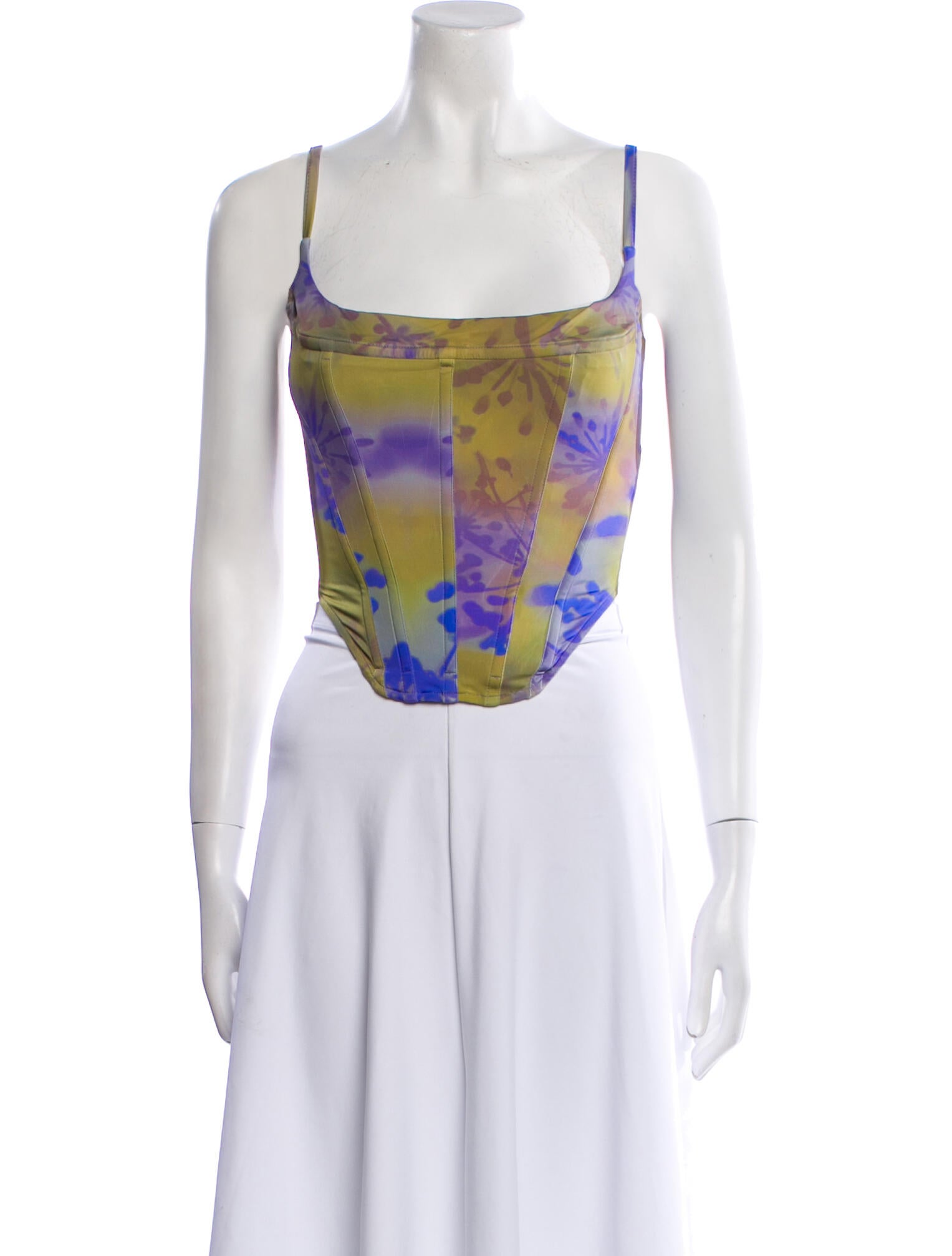 Miaou Printed Square Neckline Crop Top