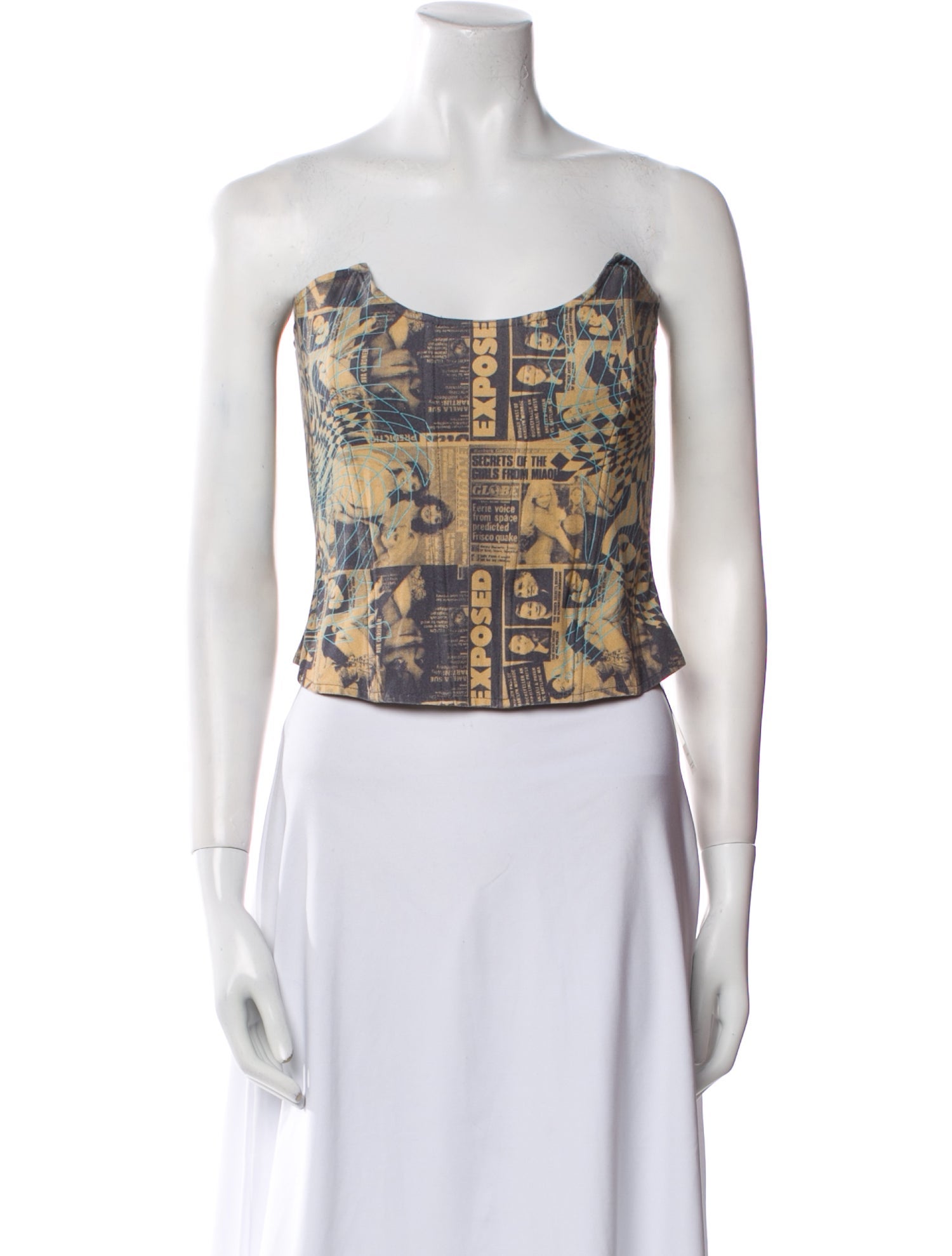 Miaou Printed Strapless Crop Top