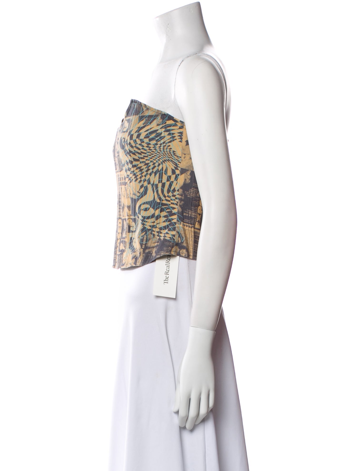 Miaou Printed Strapless Crop Top