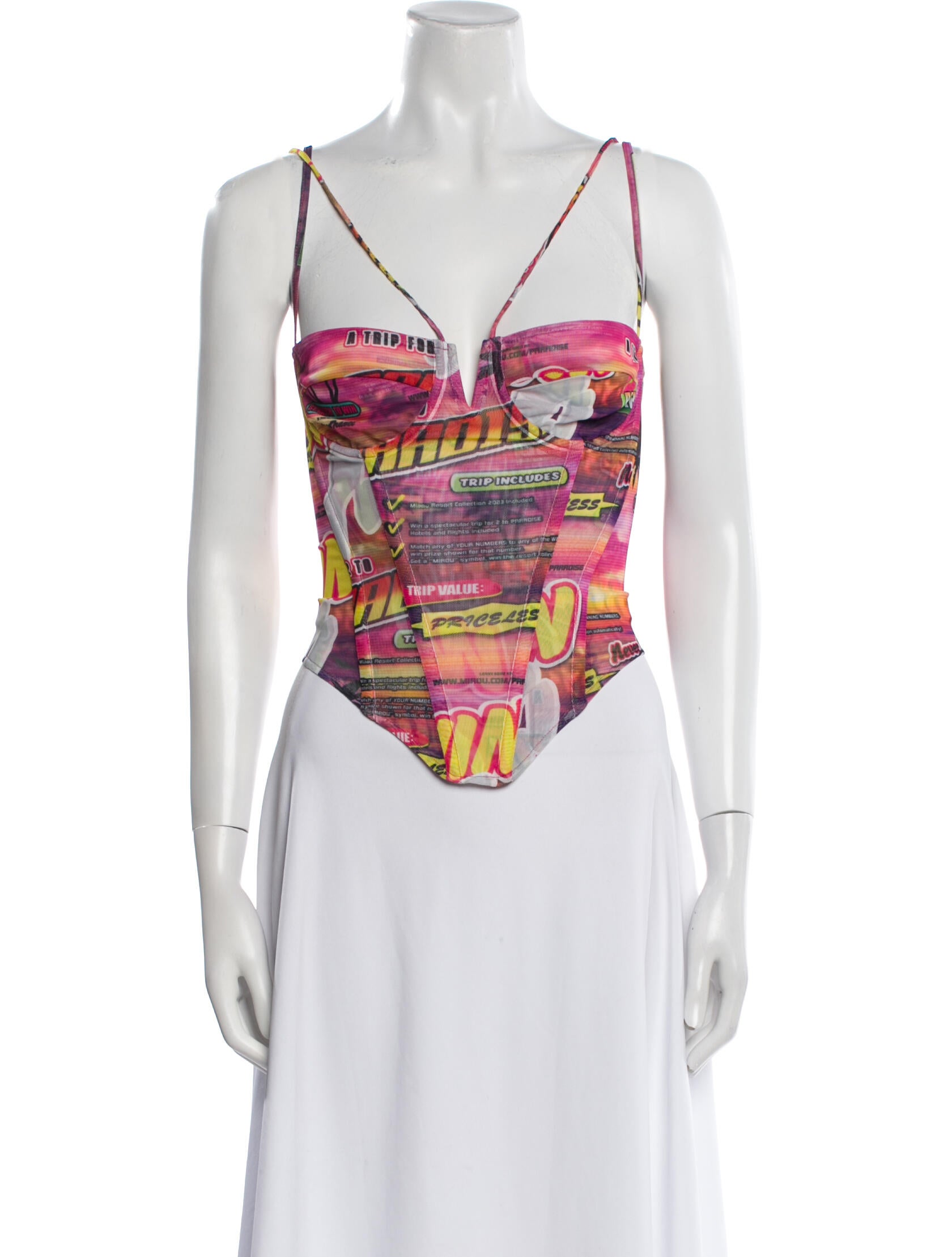 Miaou Printed V-Neck Crop Top