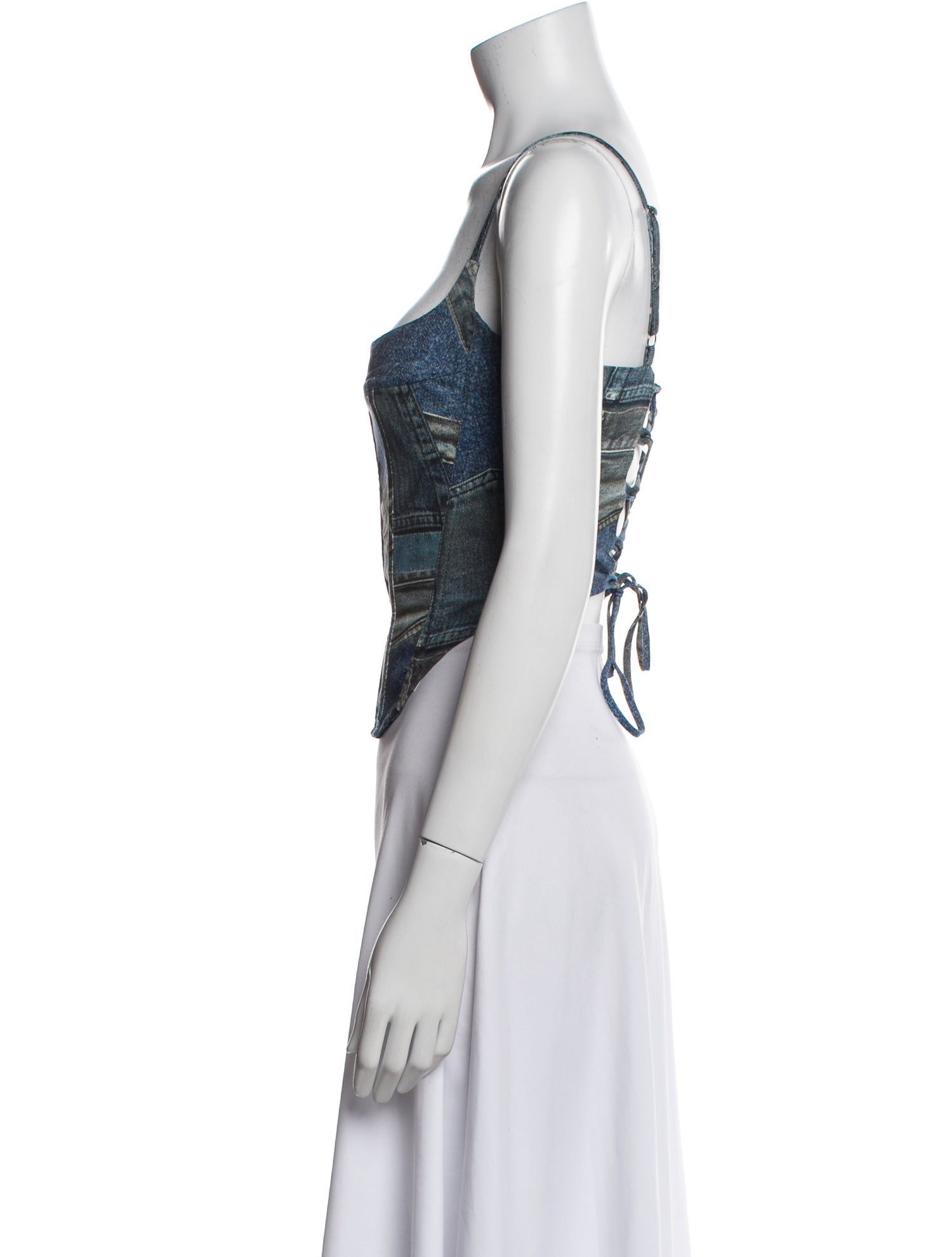 Miaou Printed Square Neckline Crop Top