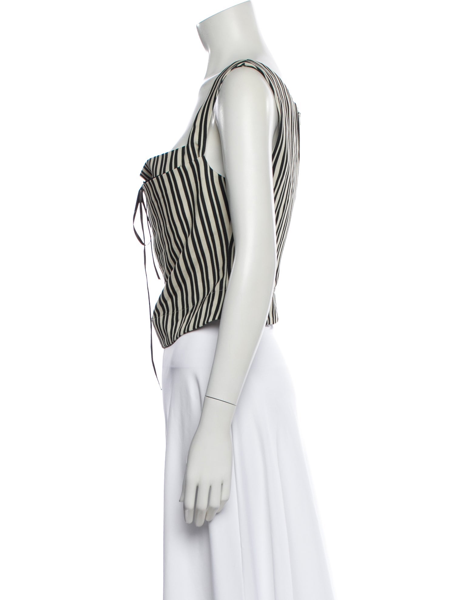 Miaou Striped Square Neckline Crop Top