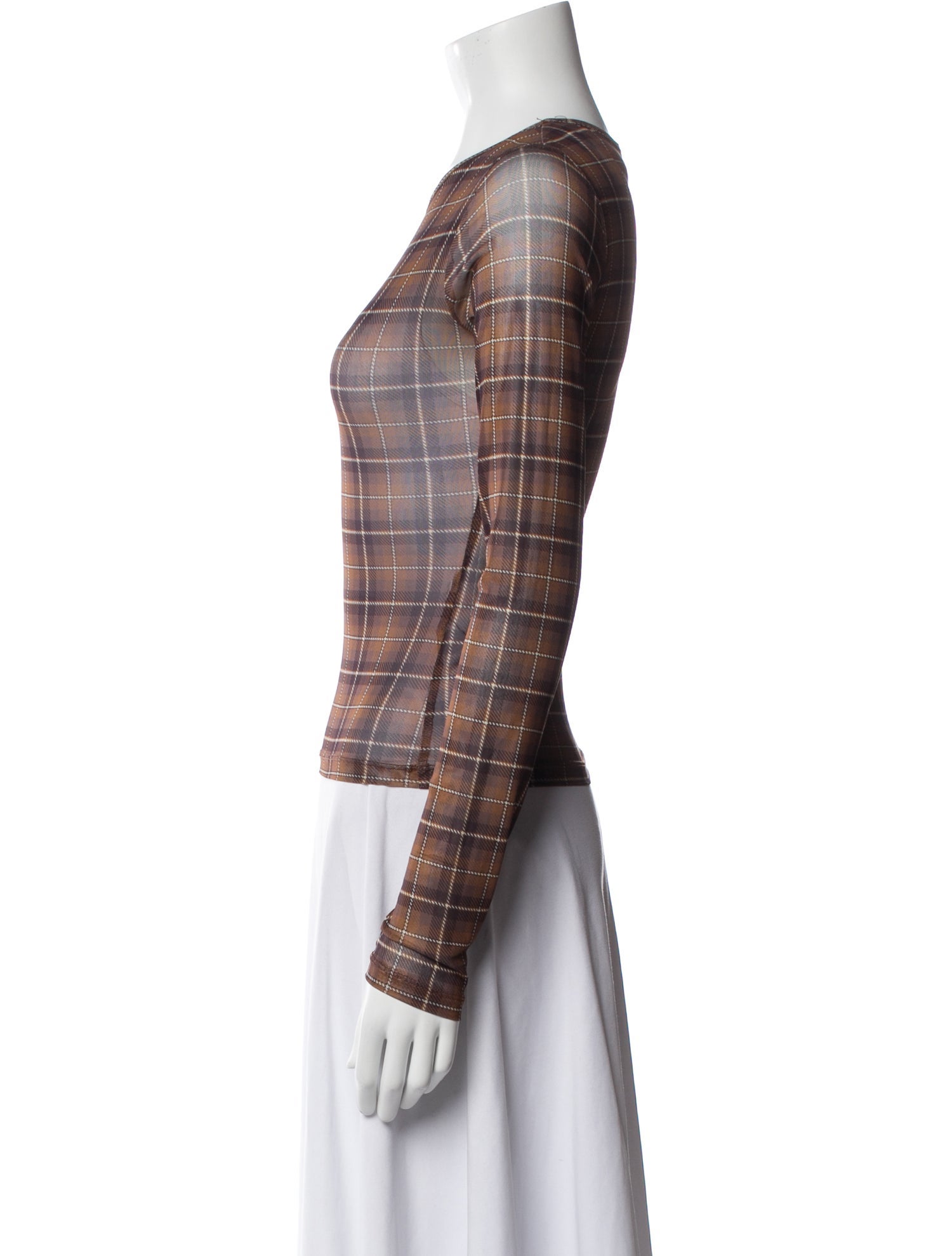 Miaou Plaid Print Crew Neck Top