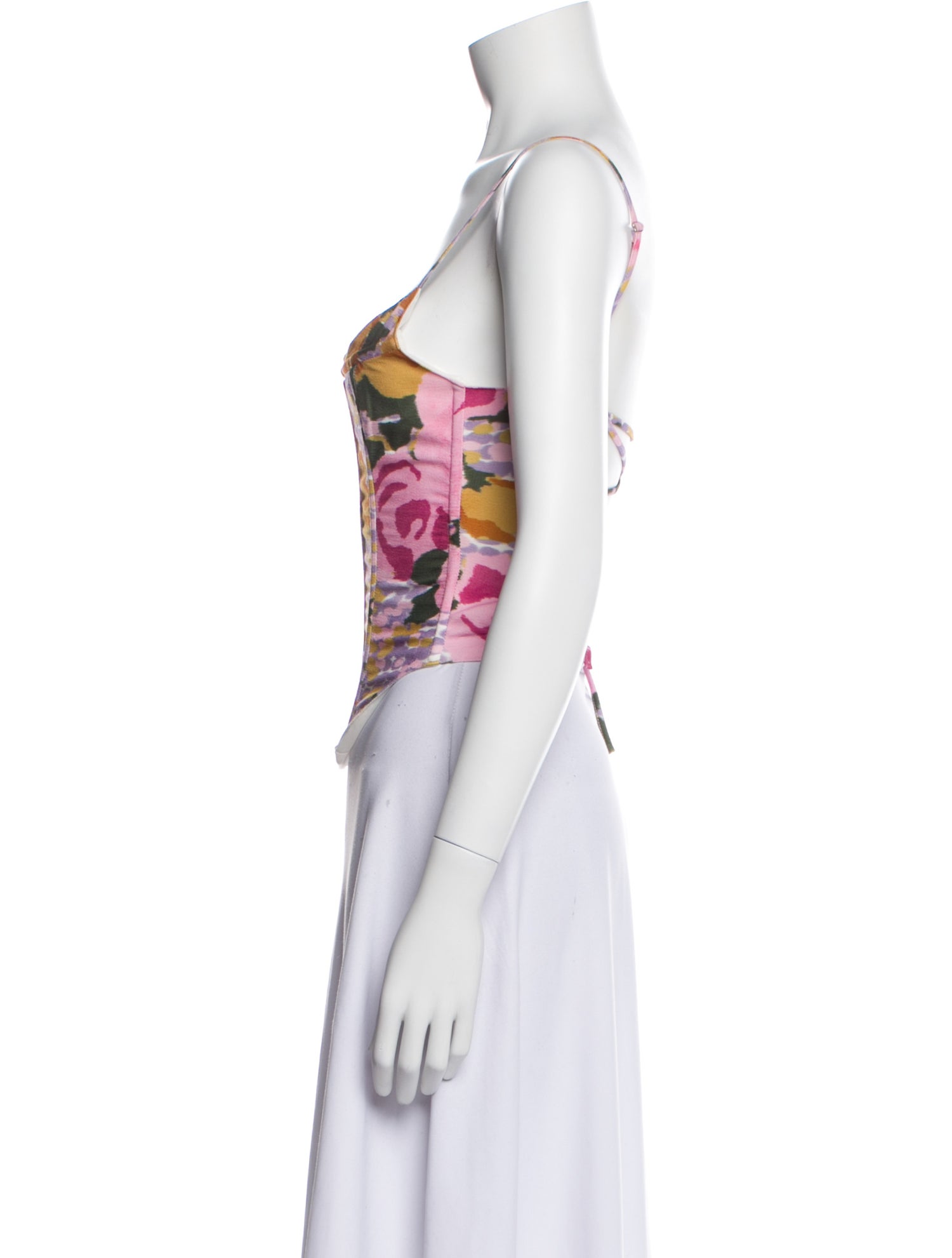 Miaou Floral Print Square Neckline Crop Top