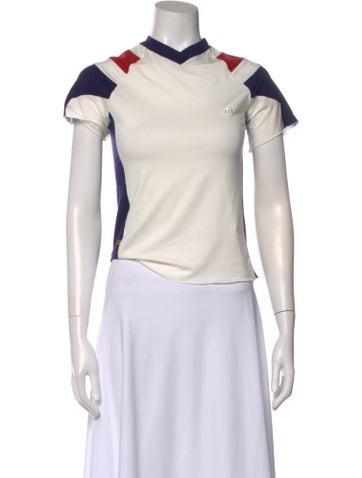 Pre-owned Miaou Colorblock Pattern V-neck T-shirt W/ Tags In White