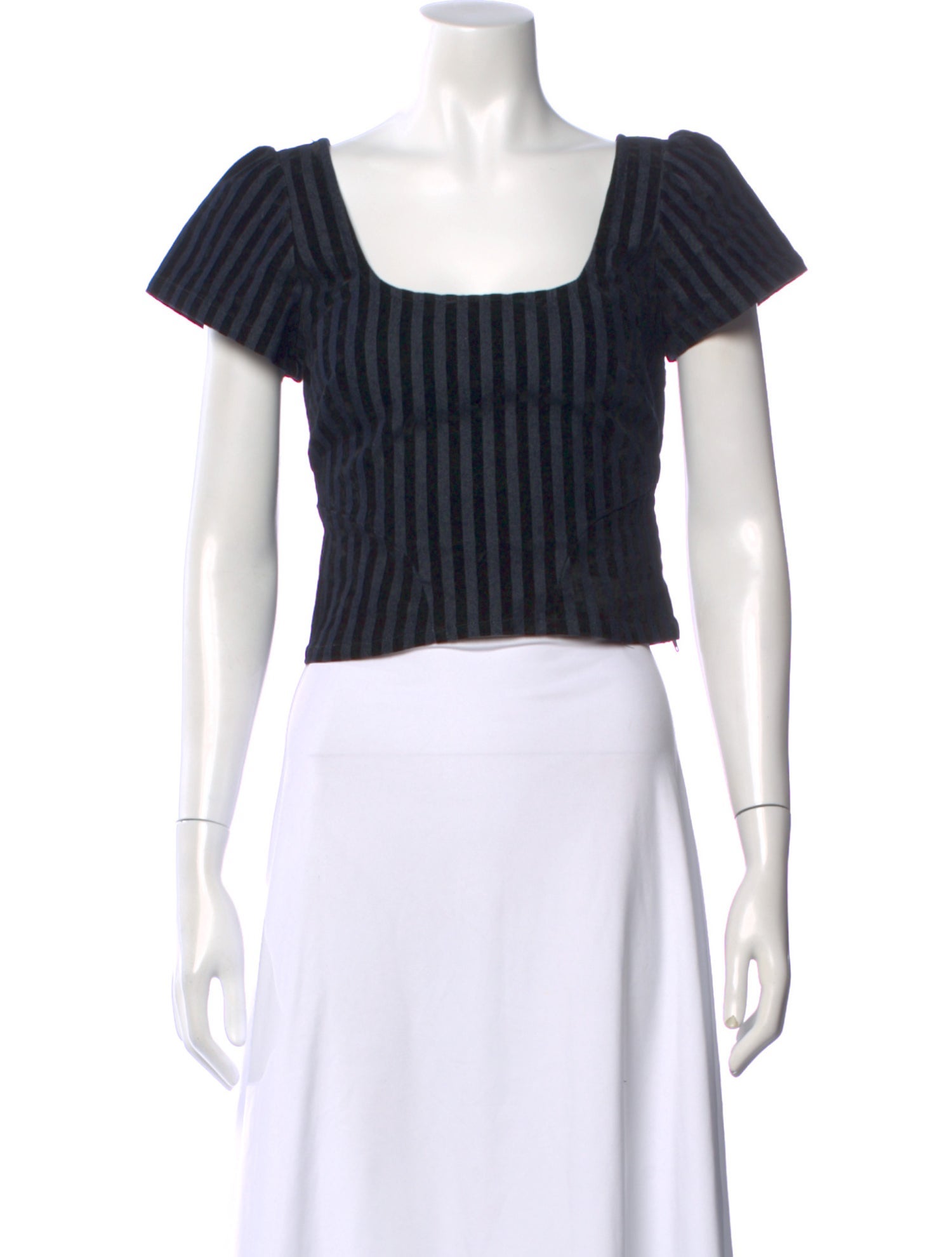 Miaou Striped Square Neckline Crop Top